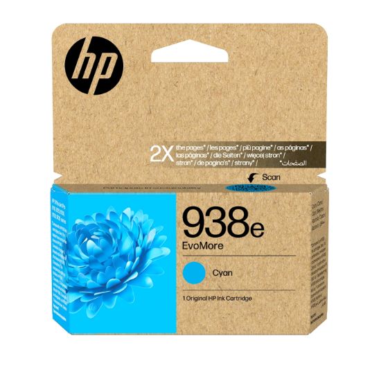 Image de HP 938e Cartouche d’encre authentique Cyan EvoMore (4S6X9PE)