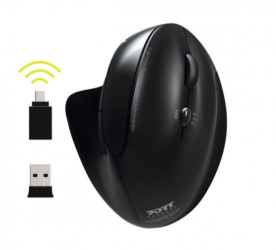 Image de Port Designs Lithium 300MAh, 800/1200/1600 DPI, USB-C & USB-A Souris - Noir (900706-BT)