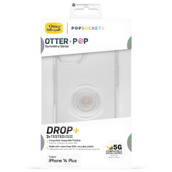 Image de OtterBox Otter+Pop Coque pour iPhone 14 Plus, Antichoc, anti-chute, coque de protection avec PopSockets PopGrip, supporte 3 x plus de chutes que la norme militaire, Stardust - ... (77-88791)