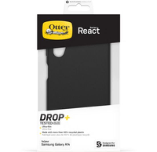 Image de OtterBox React Série Coque pour Galaxy A14, Antichoc, anti-chute, ultra-mince, protection fine, testé selon les normes militaires, Antimicrobien, Noir (77-91581)