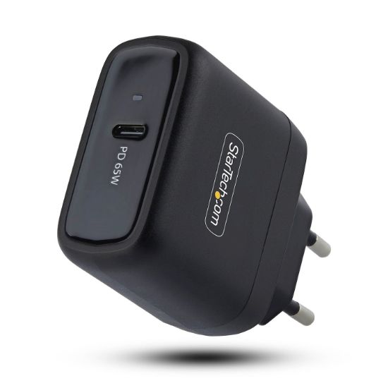 Image de StarTech.com Chargeur PC Portable USB-C 65W, Chargeur Mural GaN Compact Pour Dell, XPS, HP ProBook, MacBook Pro, Surface Pro, Noir (1065EB-WALL-CHARGER)