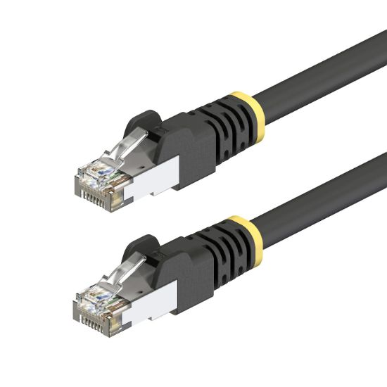 Image de StarTech.com Câble Ethernet Extérieur Cat6A Noir de 7m, Connecteur RJ45 Anti-Accrochage, S/FTP, Cuivre Nu pur 23 AWG, 500 MHz, Cordon de Raccordement Blindé Adapté à une U ... (C6APATCHUV7MBK)