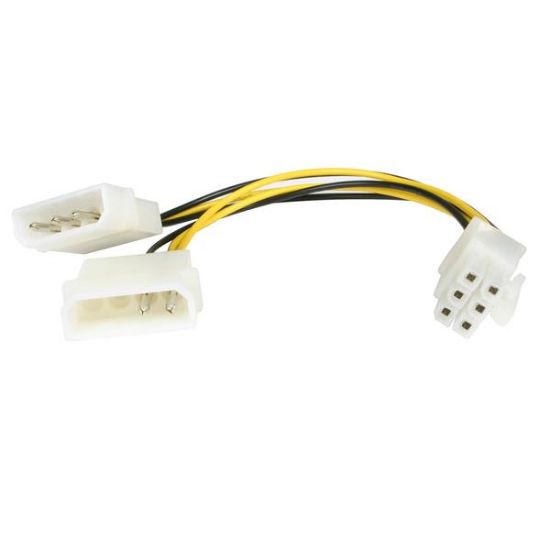 Image de StarTech.com Câble adaptateur d'alimentation LP4 vers carte graphique PCI Express à 6 broches de 15 cm - M/M (LP4PCIEXADAP)