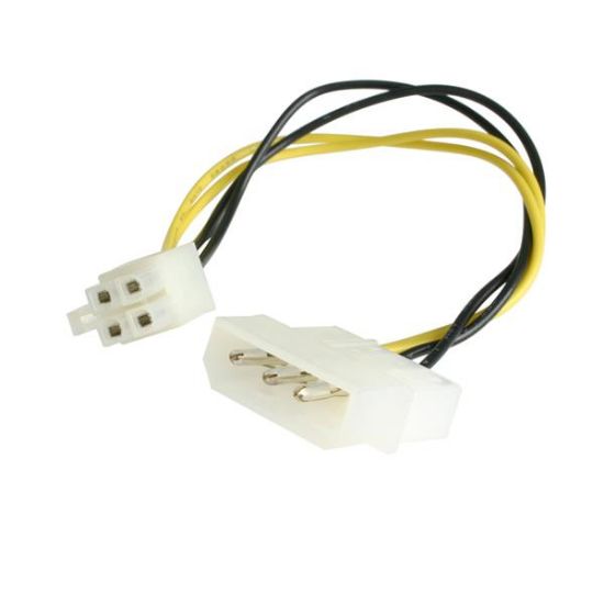 Image de StarTech.com Adaptateur Molex 15,2cm vers P4/ATX - Adaptateur LP4 mâle vers P4 mâle - Câble d'Alimentation Molex vers P4 pour Carte Mère - Adaptateur Molex vers 4 Pins - LP4 ve ... (LP4P4ADAP)