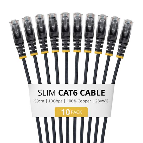 Image de StarTech.com câble de réseau Noir 0,5 m Cat6 U/UTP (UTP) (N6PAT50CMBKS10PK)
