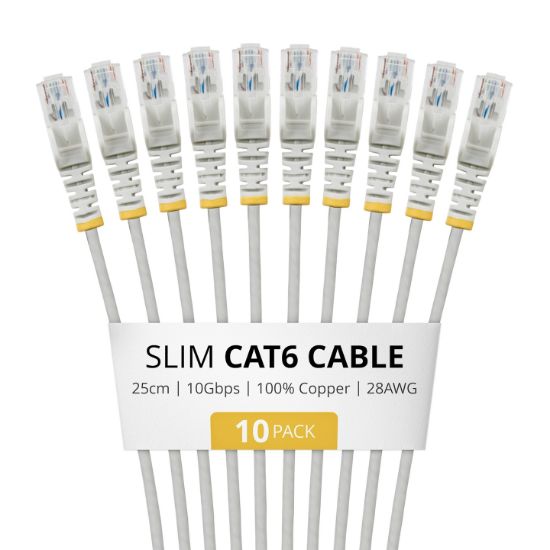 Image de StarTech.com câble de réseau Gris 0,25 m Cat6 U/UTP (UTP) (N6PAT25CMGRS10PK)