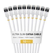 Image de StarTech.com câble de réseau Blanc 0,3 m Cat6a U/FTP (STP) Rond (6ASTP34WHS30CM10PK)