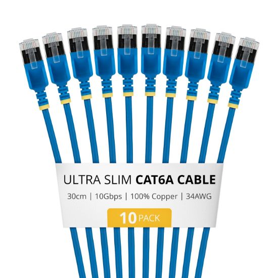 Image de StarTech.com câble de réseau Bleu 0,3 m Cat6a U/FTP (STP) Rond (6ASTP34BLS30CM10PK)