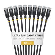 Image de StarTech.com câble de réseau Noir 0,3 m Cat6a U/FTP (STP) Rond (6ASTP34BKS30CM10PK)