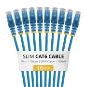 Image de StarTech.com câble de réseau Bleu 0,5 m Cat6 U/UTP (UTP) (N6PAT50CMBLS10PK)