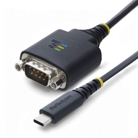 Image de StarTech.com Câble Adaptateur USB-C vers Série de 30 cm, Rétention COM, Puce FTDI, Type-C vers DB9 RS232 Mâle, Voyants d'État, Vis et Écrous DB9 Interchangeables (1P1FFC-USB-C-SERIAL)