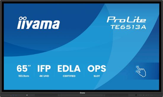 Image de iiyama Écran d'affichage dynamique Écran plat interactif 163,8 cm (64.5") LCD Wifi 500 cd/m² 4K Ultra HD Noir Écran tactile Intégré dans le processeur Android 24/7 (TE6513A-B3AG)