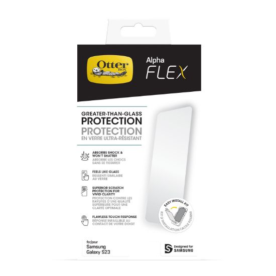 Image de OtterBox Alpha Flex pour Galaxy S23, Protection ultra solide contre les fissures et les éclats, résistant aux éclats, protection antimicrobienne Protecteur d'écran (77-91273)