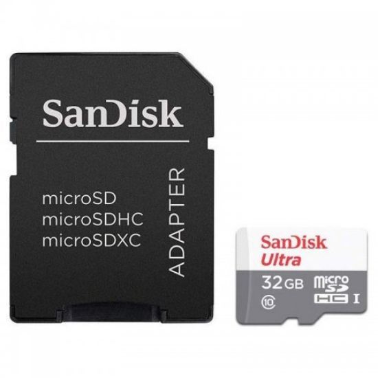 Image de SanDisk Ultra microSD Mémoire flash - Gris, Rouge (SDSQUNR-032G-GN3MA)