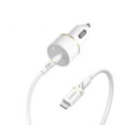 Image de OtterBox Car Charger Bundle USB C 18W USB PD + USB C-Lightning Cable 1M, Cloud Dust White Chargeur - Blanc (78-52697)