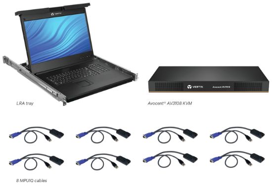 Image de Vertiv Avocent 8 Ordinateur(s) - 47 cm (18,5") LED - UXGA - 1600 x 1200 - 16:9Port PS / 2USBVGA - Clavier - Pavé tactile - 120 V AC, 230 V AC Input Voltage - 1U Haut - PC (LRA185KMM8D-001)