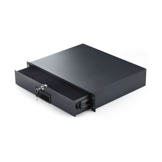 Image de StarTech.com Tiroir en Acier Verrouillable 2U, Montable en Rack 19", pour Armoires AV, Réseau et Serveurs, Capacité de 10kg, Orifices de Passage de Câbles à l'Arrièr ... (2U-RACK-MOUNT-DRAWER)