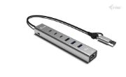 Image de i-tec USB-C/USB-A Metal HUB 6 port (3x USB-C, 3x USB-A), LAN, Power Delivery 85W (CAHUBMETAL6LANPD)