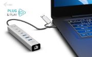 Image de i-tec USB-C/USB-A Metal HUB 6 port (3x USB-C, 3x USB-A), LAN, Power Delivery 85W (CAHUBMETAL6LANPD)