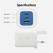 Image de Targus HyperJuice Flex 65W GaN Ordinateur portable, Smartphone, Casque, Consoles portables Bleu, Blanc Secteur Intérieure (HJ1202BUEU)