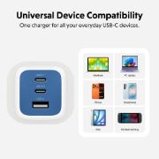 Image de Targus HyperJuice Flex 65W GaN Ordinateur portable, Smartphone, Casque, Consoles portables Bleu, Blanc Secteur Intérieure (HJ1202BUEU)