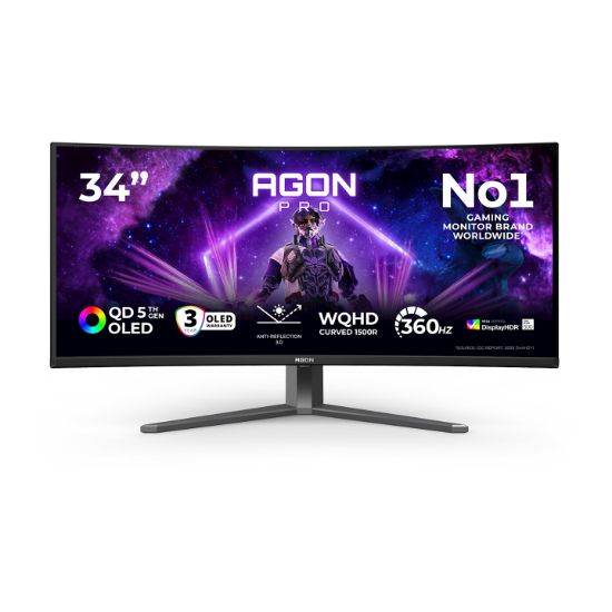 Image de AOC écran plat de PC 86,4 cm (34") 3440 x 1440 pixels Wide Quad HD QD-OLED Noir (AGP346UCSD)